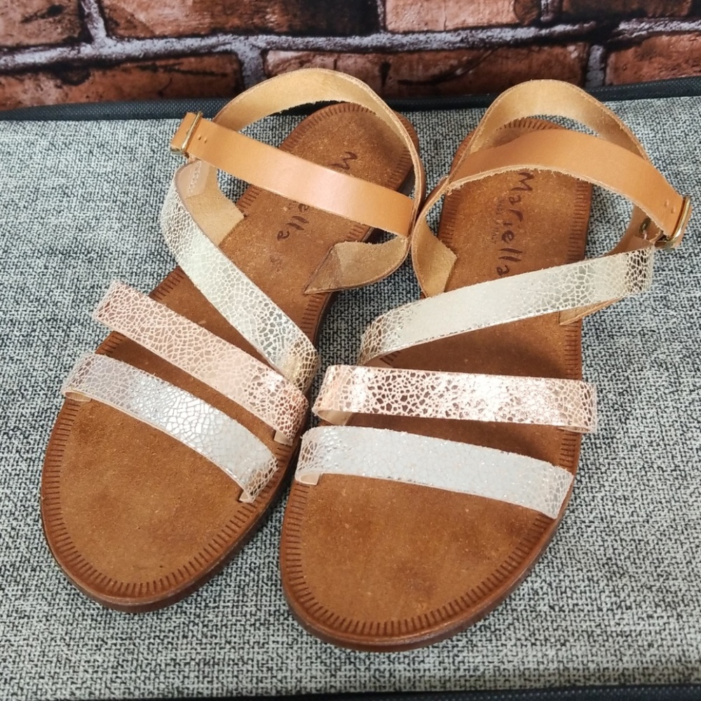 Mariella| Rose Gold Metallic Leather Sandal sz 7.5